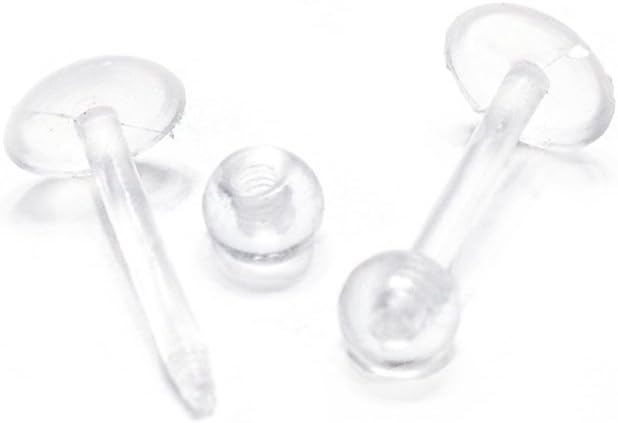 Clear Acrylic Labret Retainer with Screwball 16 Gauge
