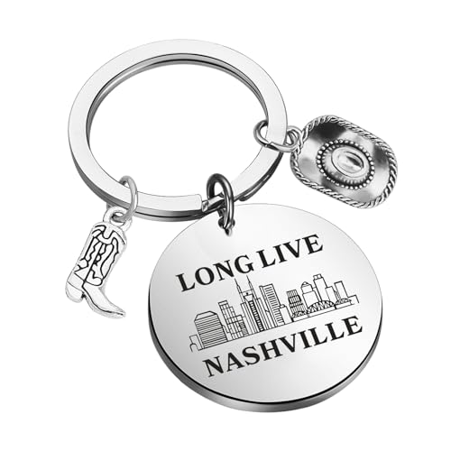 TGBJE Nashville Girls Trip Gift Long Live Nashville Keychain Music City Gift Western Country Cowgirl Jewelry Tennessee Gift
