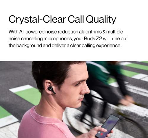 Oneplus Buds Z2 True Wireless Earbud Headphones-Touch Control With Charging Case,Active Noise Cancellation,Ip55 Waterproof Stereo Earphones For Home,Sport, Obsidian Black #TOP5
