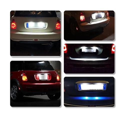 Luces matrícula Mini Cooper R50 R52 R53 LED blanco que evita fallos en el cuadro 4
