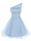 Vestido de Baile de regreso a casa Vestido de Noche de cóctel de un hombro Minifalda Corta para niñas jóvenes Baby Blue US18 Plus