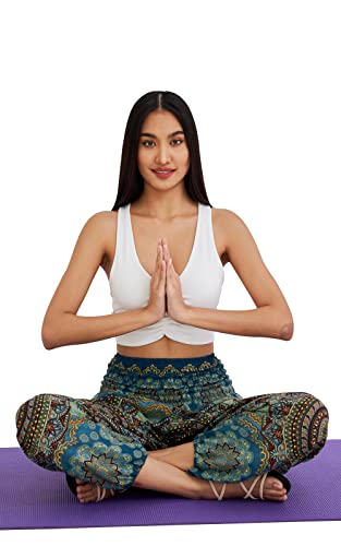 Joob Joob Boho Pants For Women - Flowy Loose Harem Hippie Pants - Casual Yoga Bohemian Joggers Comfy Lounge Pajamas Light Blue Medium #TOP6