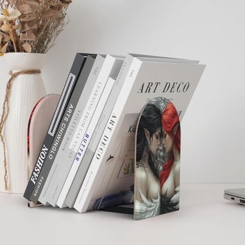 Serre-livres design moderne Red and Black Goddess en métal robuste pour intérieurs raffinés - 8