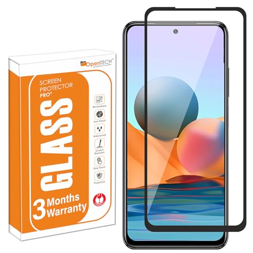 Image of OpenTech Military-Grade Tempered Glass Screen Protector Compatible for Xiaomi Redmi Note 10 / Redmi Note 10s / Redmi Note 11 / Redmi Note 11s with Edge to Edge Coverage and Easy Installation kit