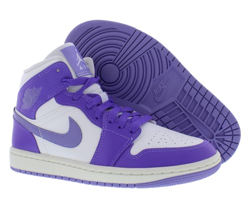Image of Nike Air Jordan 1 Mid Womens Shoes Size 10, Color: Action Grape /Sky J Light Purple-Purple
