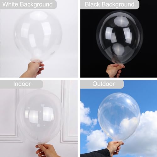 Image of RUBFAC 135pcs Clear Balloons, Latex Transparent Balloon Different Sizes 18 12 10 5 Inch for Garland Arch Birthday Party Baby Shower Wedding Decoration