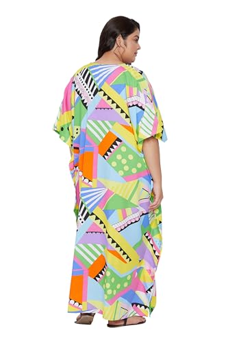 Image of Oussum Women Kaftan Plus Size Polyester Summer Lightweight Caftan Swimsuit Cover Ups Maxi African Mumu Lounge House Dress
