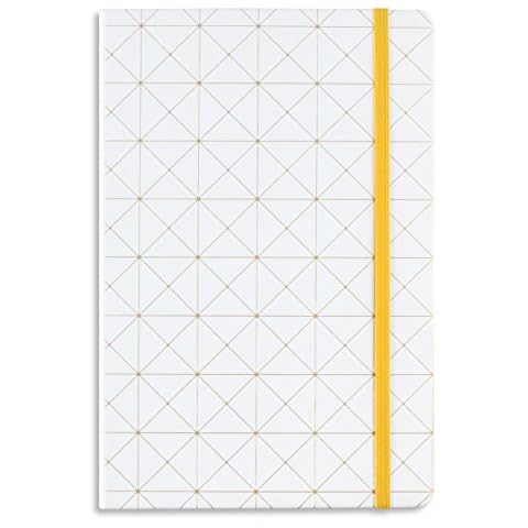 Miliko Geometry Golden Blocking A5 Hardcover Banded Dot Grid Notebook/Journal-100 Sheets(200 Pages).100gsm Inner Page. 8.27"x5.67"(Dot Grid) Cover