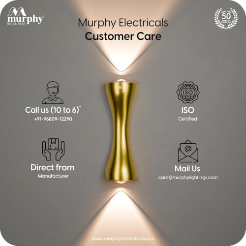 Image of Murphy Golden Axis 6W LED Up Down Wall Light | Warm White | Premium Gold Finish | Aluminium Body | Decorative Indoor Wall Lamp | 2 Year Warranty | Pack of 5