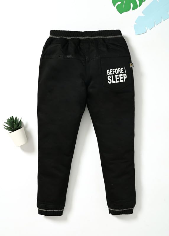 Image of Stylish Printed Joggers with Pockets | Soft Comfortable Elastic Waist Lower | Casual Outdoor Wear Trousers for Daily Use |Pack of 1 Boys Premium Cotton Satin Jeans Cargo Track Pants for Kids 2-7 Years