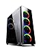 Price comparison product image Sahara P75 Black Tempered Glass Mid Tower PC Gaming Case with 6 x Turbo Pirate 12cm True RGB case fans