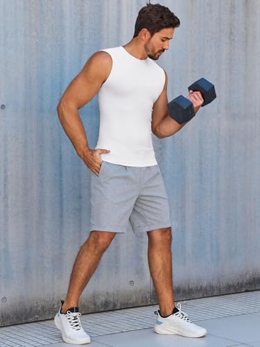 Runcati Mens Athletic Compression Shirts Sleeveless Workout Tank Top Slimming Body Shaper Vest Sports Base Layer Undershirt4