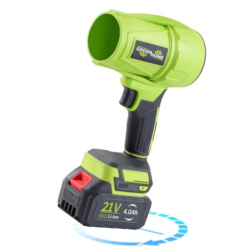 GOOSHHOME Cordless Leaf Blower - Portable Dust Cleaner Blowers for Lawn Care - 30000 RPM 200MPH -Handheld Turbo Blower for Car Drying, Blowing Leaves (Green-with Battery)