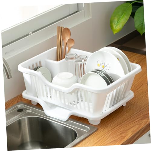 Escurreplatos de acero inoxidable con sistema de drenaje. Solución multifuncional de almacenamiento de cocina para platos, cubiertos y tazas. Ahorro de espacio.