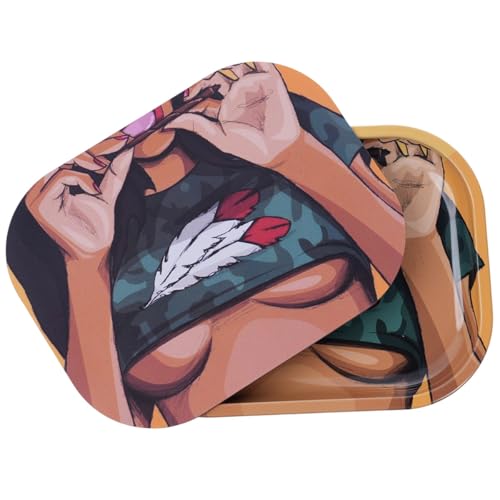 Small Metal Tray with Magnetic Lid Metal Small Tray with Spill Proof Cover Cute Decorative Tray Ideal Storage for Home or Travel 7x5.5x0.6