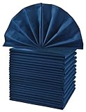 Cotton Cloth Dinner Napkins by Cieltown 1 Dozen (Navy Blue, 20"x20")