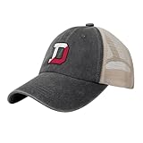Denison University Hat Adjustable Athletic Vintage Washed Distressed Mesh Baseball Cap Black