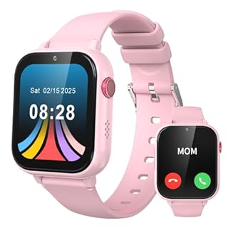 Tosaju Montre connectée 4G pour Enfants avec Fonction d'appel Vocal, Montre-téléphone, Montre pour Enfants avec Appareil Photo Jeux réveil écran Tactile Fonction Appel étanche IPX7, Rose