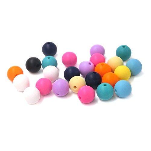 Coskiss 20pcs Couleur mixte Perles silicone bébé Tétines Teether Perles 10mm (0,39 pouces) Safe Food Grade Nursing Chewing ronde Perles silicone Collier DIY/Bracelet Accessoires Cover