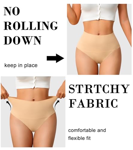 ASIMOON High Waisted Thongs Underwear for Women Seamless Underwear Ladies Soft No Show High Cut Panties 6 Pack3