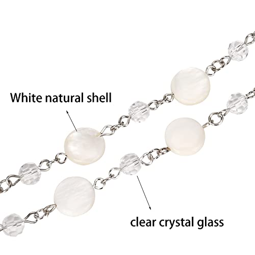 Sunglasses Chain Mask Chain Stainless Steel Natural Handmade Beads Fashion Glasses Strap Eyeglasses Holderss Around Neck Necklace For Women (White Shell-A1) #TOP1