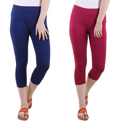Image of DIAZ Women's Cotton Plain Half Length Capri | Nightwear Pyjama | 3 /4th Solid Pyjama Pant | Casual wear & Lounge Wear Capri Combo (Pack of 2)