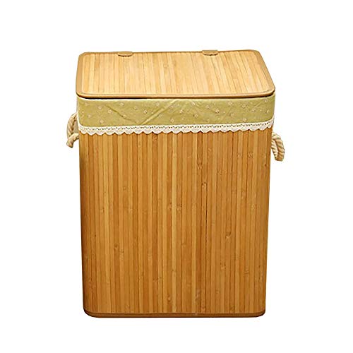 Zhenwo Cesta De Bambú Y Ratán De Tejer La Cesta De La Cesta De Lavadero Sucios Almacenaje De La Ropa De Hidromasaje Organizar Caja De Almacenamiento con Tapa De Barriles,M