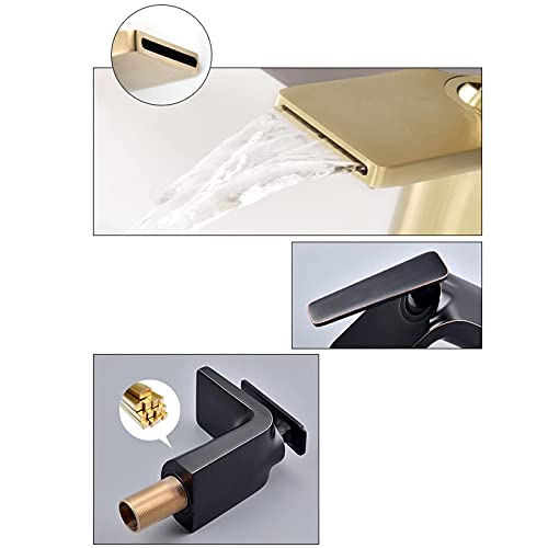 Mitigeur de lavabo cascade haut de gamme en laiton doré - 7
