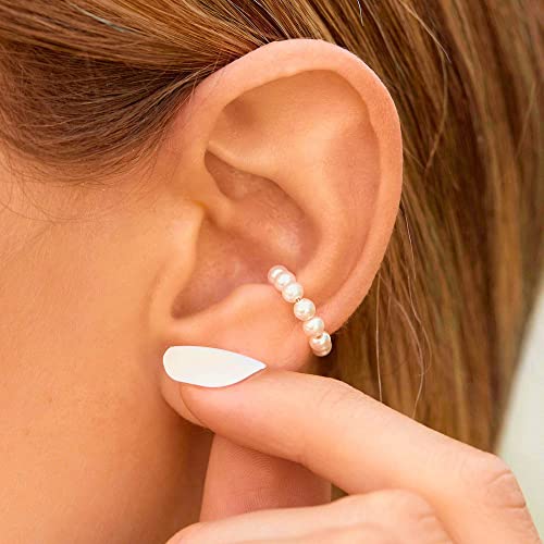 Pura Vida Rose Gold-Plated Bitty Pearl Ear Cuff Earring - Glass Bead Pearls, Brass Base - 1 Piece #TOP3
