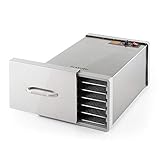 KLARSTEIN Fruit Jerky Pro - Deshidratador de alimentos, Secadora, Potencia 630W, Temperatura regulable, Carcasa de acero, 6 pisos extraíbles, Plateado