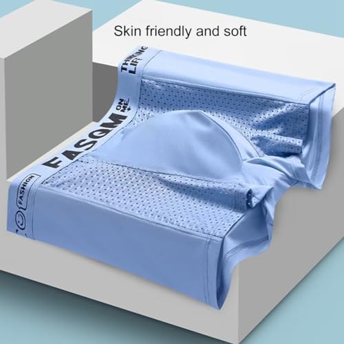 Men's Ice Silk Boxer Briefs Mesh Panties Soft and Breathable Underwear Underpants4