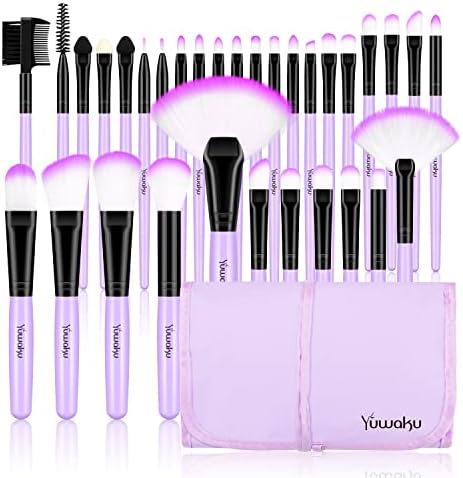Makeup Brushes Set Professional from an Array of Eyeshadow Foundation Brushes to a Concealer Brush to Eyelash and Blusher Brushes 32 Pcs soft Make up Brush Kit, These Vegan and Cruelty-free Brushes have Soft Synthetic Bristles that Work Perfectly with any Formula. (Purple)