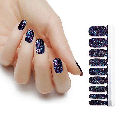 Bornbeauty 3Pcs Bling Nail Polish Stickers Adhesive Holo Glittery Nail Art Wraps With Nail File Manicure Kits For Women #TOP1