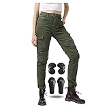 LILIXINGSH Motorradhose für Herren, Biker-Jeans für Damen, abnehmbar, CE-Knie-, Hüft-, lange Polster, Anti-Kallen-Jeans für Frühling, Sommer, Motorradhose (Farbe: Grün, Größe: 26)