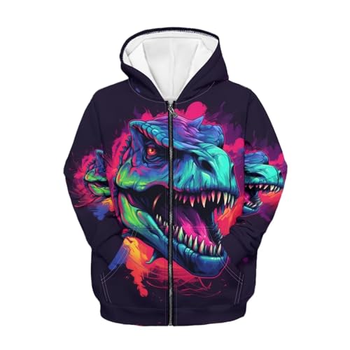 Full Zip Up Graphic Animal Hoodies for Boys Casual Athletic Hooded Jacket with Pocket