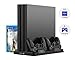 ElecGear PS4 pionowy stojak i stacja ładująca z wentylatorem, stacja ładująca PlayStation 4 do kontrolera DualShock 4, 16 x uchwyt do przechowywania płyt DVD do PS4, PS4 Pro, PS4 Slim i pakiet akcesoriów