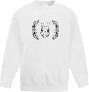 Azeeda 'Floral Boston Terrier' Kid's Sweatshirt/Jumper (14-15 Years) (KW00013002)