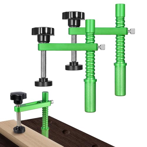 LKHOME Bench Dogs Clamp 19mm Dog Hole Clamps Adjustable MFT Bench Clamps Aluminum Fast Hold Down Table Clamps for Woodworking Tools -2 Pack Green(3/4" 19mm)