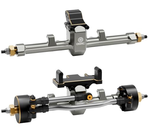 OGRC 1/24 +5mm Extended Axle Set with 50° Steering Angle, Brass Knuckles, Truss & Servo Mount, Compatible with Axial SCX24 Deadbolt C10 JLU Gladiator Bronco RC Crawler (Retro Titanium)