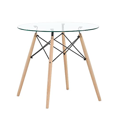 Liink1Ga Glass Dining Table 31.5''–Small,Round,Modern Dining Room Table Kitchen Table Coffee Table - For 2 To 4 People #TOP5