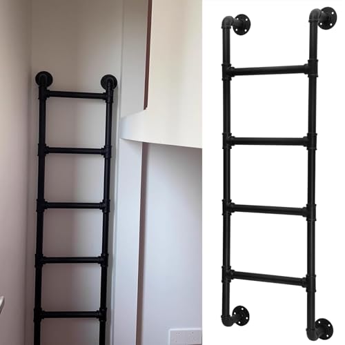 Escabeau de secours pour secours d'urgence à la maison - Fixation murale - En métal - Gain de place - Pour grenier - Escaliers de cave, 146 cm