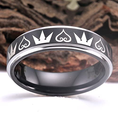 Cosplay Jewelry Hearts & Crowns Design Ring - Tungsten Ring Wedding Ring Men's Ring -Free Customized Engraving4