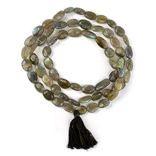 Image of Natural Oval Crystal Beads Mala Necklace Collection for Men & Women, Reiki Energized Gemstone Jewellery for Meditation, Mindful Living, Spiritual Decor & Everyday Fashion Styling