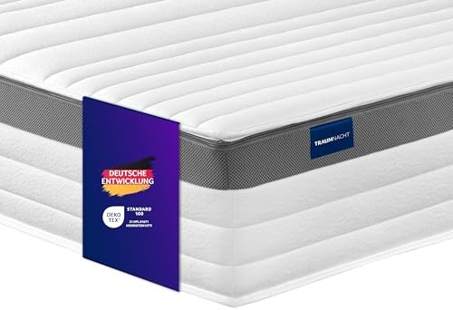 Traumnacht Exklusiv 7-Zonen 1.000er Tonnentaschenfederkernmatratze, Stiftung Warentest Testurteil Gut - Ausgabe 10/2023, 23 cm Premiumhöhe, Öko-Tex zertifiziert, Härtegrad 4 (H4),