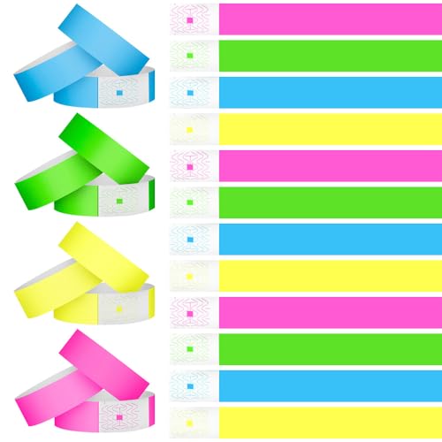 400Stück Papier-Armbänder für Events – Wasserfestes Festival-Accessoire mit Sicherheitsverschluss – Konzert, Club, Einlasskontrolle (Bedruckbar, 4 Farben) (Rosa)
