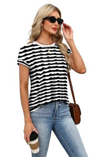 Image of Alaroo Womens Summer Tops Short Sleeve Shirts Crew Neck Tshirt Cute Trendy Tunic Blouses (S-3XL)
