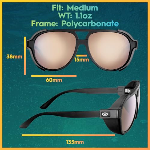 Flying Fisherman Legasea Polarized Sunglasses with Removable Side Shields, Matte Black/Copper-Silver Mirror - For Fishing, Outdoor Sports, UV Protection3