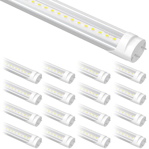 Image of 16-Pack Fluorescent Light Bulbs Replacement 4FT, T8 LED Bulbs 4 Foot Type A+B, 24W (65W Equivalent) 3200LM, 6000K Daylight White, 48 Inch Tube, F32T8 or F40T12 LED Replacement, Non-Dimmable