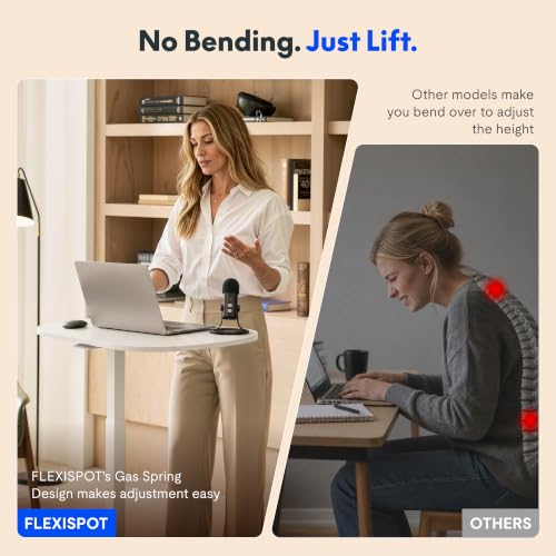 Image of FLEXISPOT Mobile Gas Spring Lift Standing Desk 90 Tilting,Double Folding