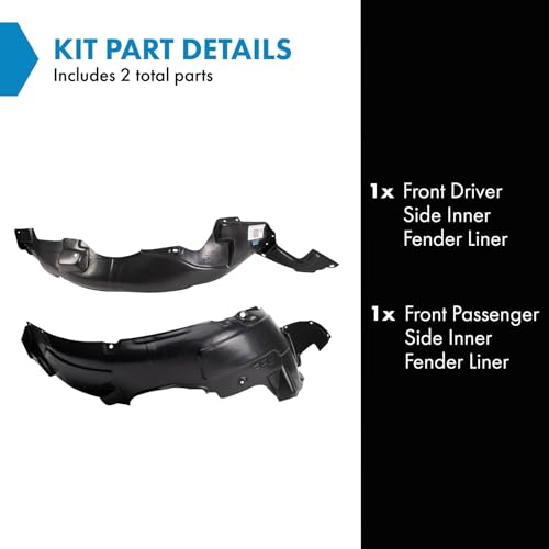 Image of TRQ Front Inner Fender Liner Set Compatible with 2009-2010 Hyundai Elantra HY1248118 HY1251112